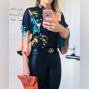 Zara flower bell sleeve top